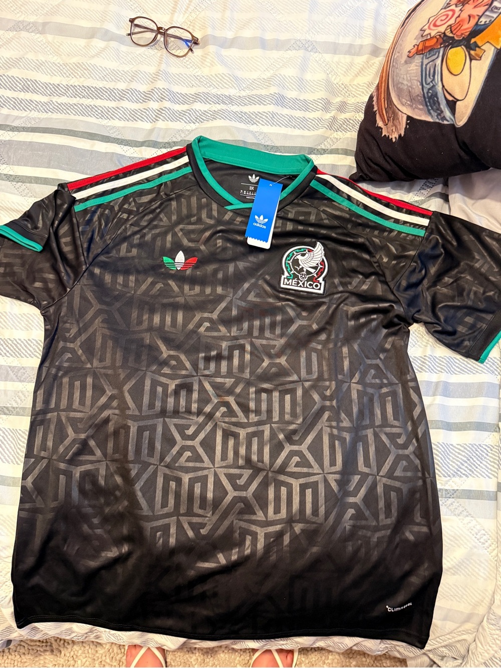 adidas Mexico Black Jersey with Green and Red Accents